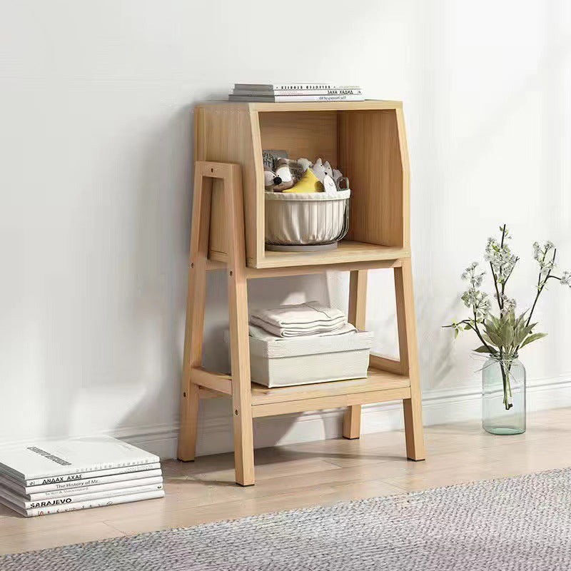 Estantería de aglomerado de fibra de madera de densidad media y pino macizo, cuadrada, moderna minimalista, tipo 1/2 armario para sala de estar