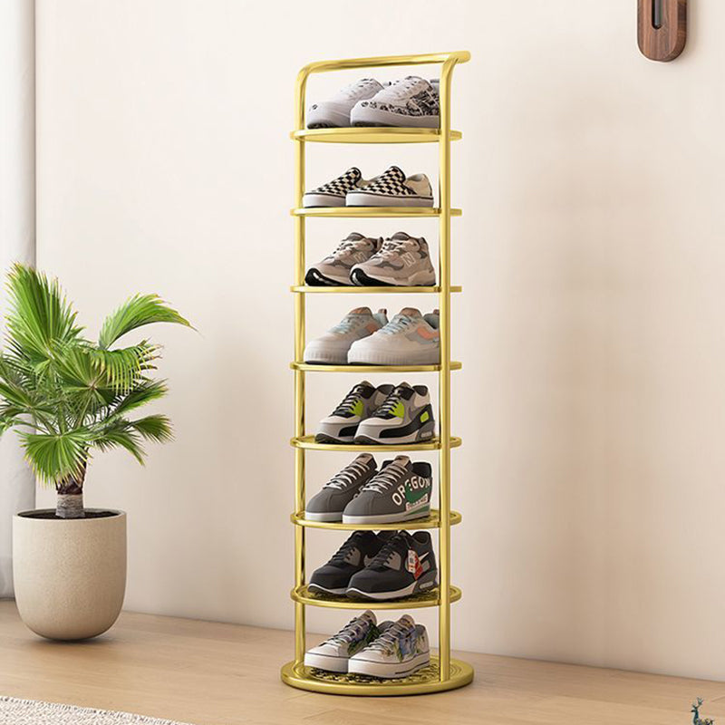 Zapatero Moderno Minimalista Redondo de Hierro y Acero al Carbono de 5/6/7/8 Niveles para Entradas