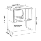 Mesa auxiliar rectangular de madera contrachapada de estilo japonés tradicional con almacenamiento y acero inoxidable para salón