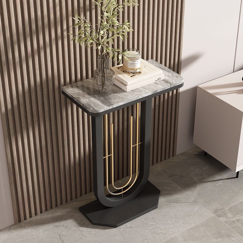 Modern Minimalist Rectangular Sintered Stone Iron Console Table 1-Tier For Entryways