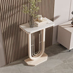Mesa Consola Rectangular Moderna Minimalista de Hierro y Piedra Sinterizada de 1 Nivel para Entradas
