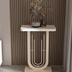 Mesa Consola Rectangular Moderna Minimalista de Hierro y Piedra Sinterizada de 1 Nivel para Entradas