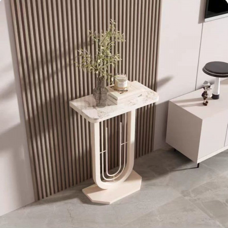 Modern Minimalist Rectangular Sintered Stone Iron Console Table 1-Tier For Entryways