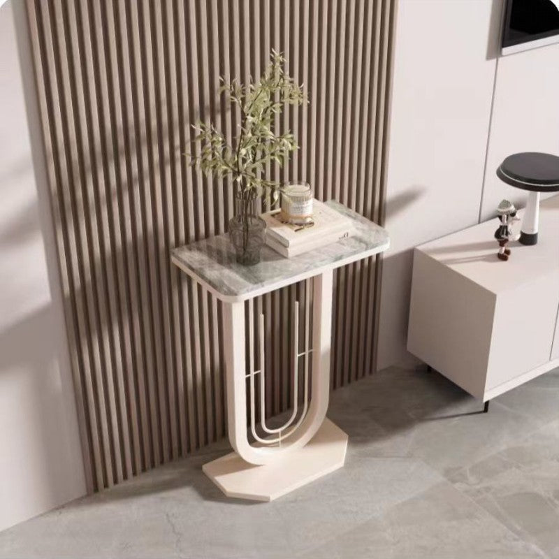 Modern Minimalist Rectangular Sintered Stone Iron Console Table 1-Tier For Entryways