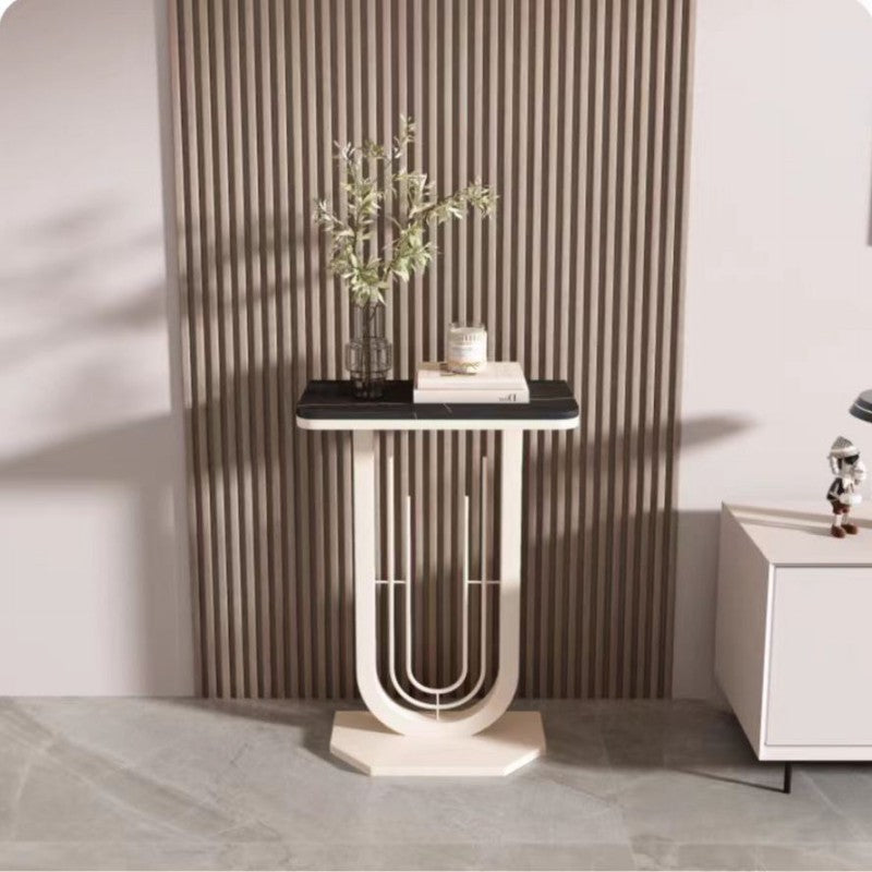 Modern Minimalist Rectangular Sintered Stone Iron Console Table 1-Tier For Entryways