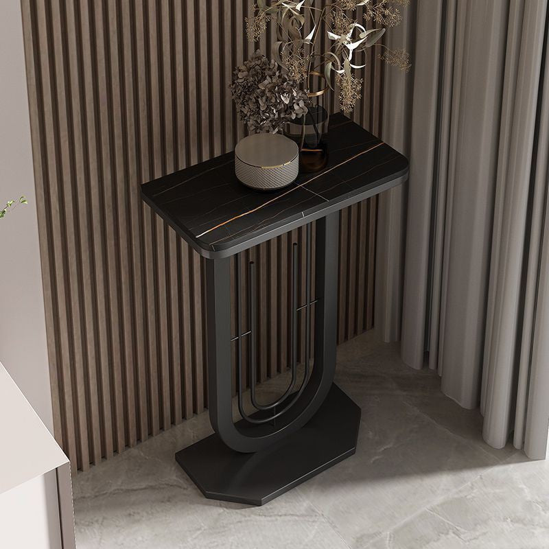 Modern Minimalist Rectangular Sintered Stone Iron Console Table 1-Tier For Entryways