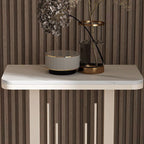 Mesa Consola Rectangular Moderna Minimalista de Hierro y Piedra Sinterizada de 1 Nivel para Entradas