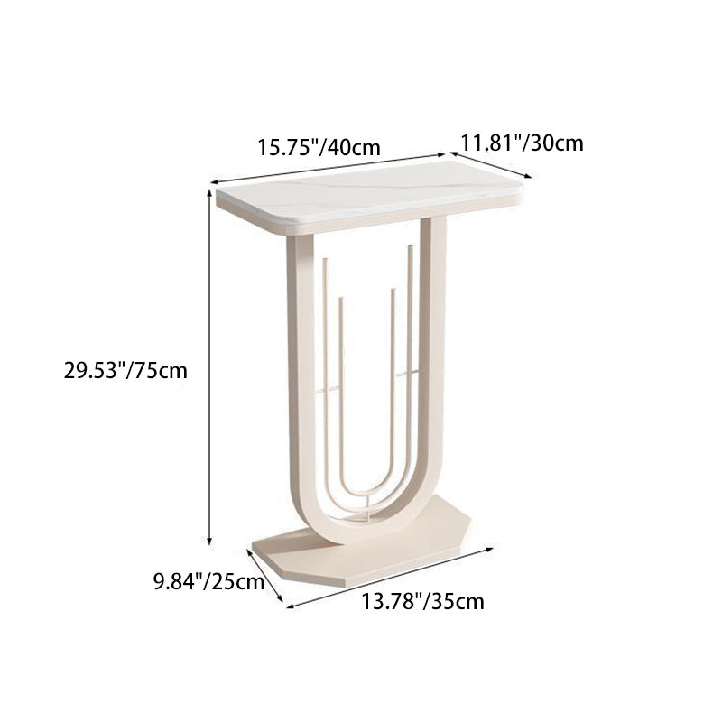 Mesa Consola Rectangular Moderna Minimalista de Hierro y Piedra Sinterizada de 1 Nivel para Entradas