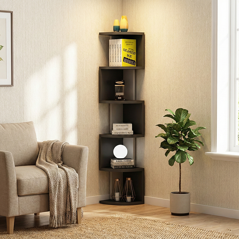 Modern Minimalist Rectangular Particle Board Bookshelves 4/5-Tier For Living Room