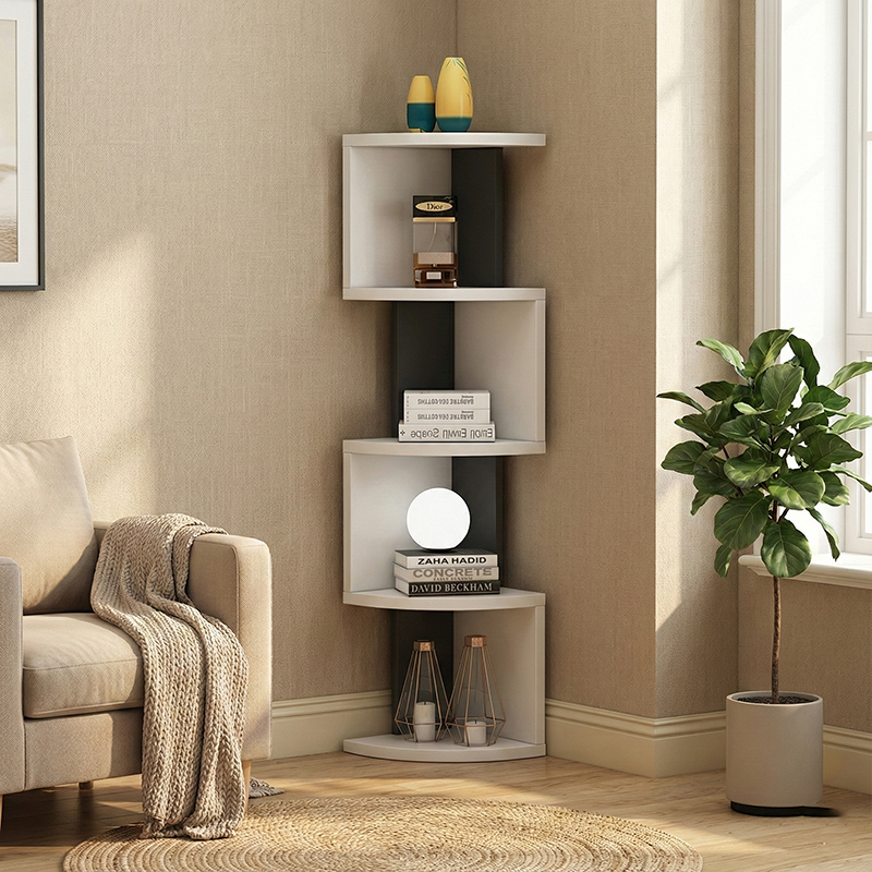 Modern Minimalist Rectangular Particle Board Bookshelves 4/5-Tier For Living Room