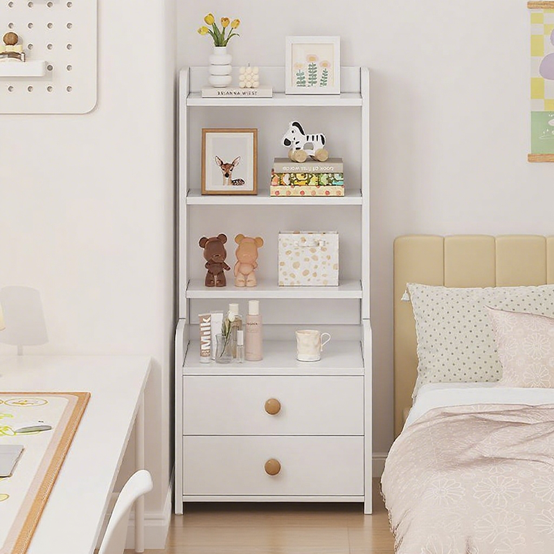 Contemporary Nordic Square Rectangular Density Board Nightstand 4/6-Tier For Bedroom