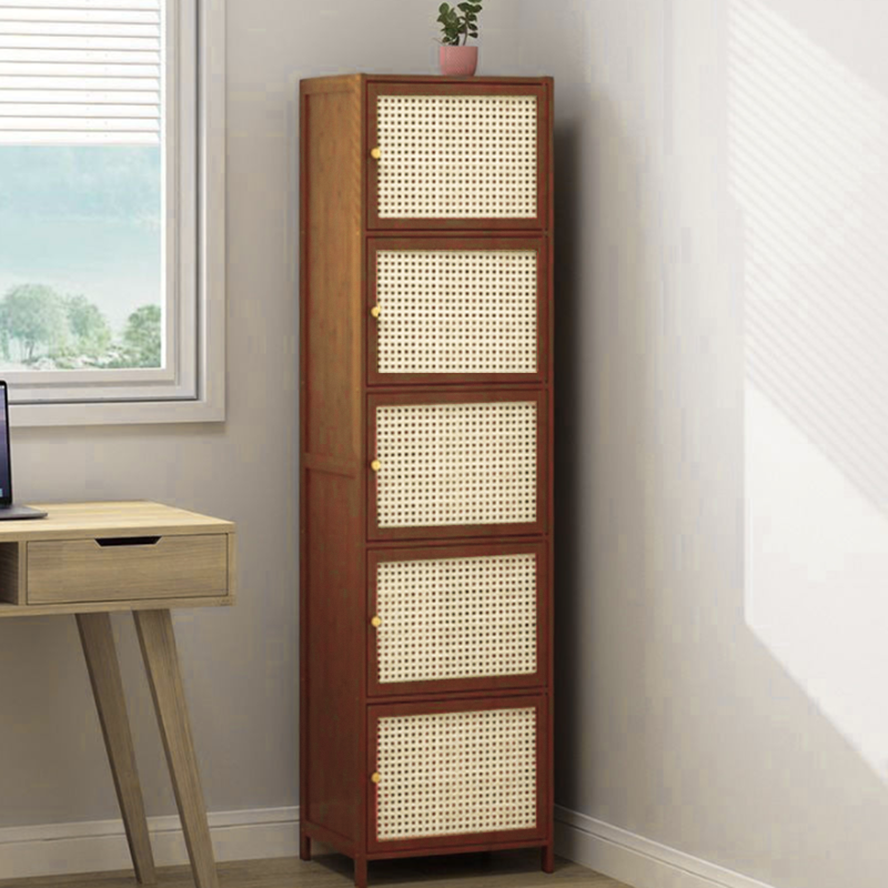 Contemporary Nordic Square Rectangular Nan Bamboo Fiberboard Storage Cabinet 2/3/4/5-Tier For Living Room