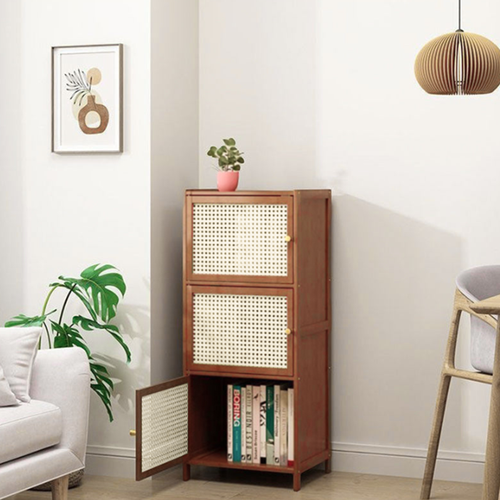 Contemporary Nordic Square Rectangular Nan Bamboo Fiberboard Storage Cabinet 2/3/4/5-Tier For Living Room