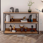 Modern Minimalist Rectangular Particleboard Iron Display Rack 3-Tier For Living Room