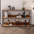 Modern Minimalist Rectangular Particleboard Iron Display Rack 3-Tier For Living Room