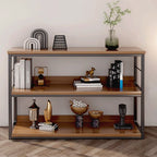 Modern Minimalist Rectangular Particleboard Iron Display Rack 3-Tier For Living Room