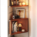 Contemporary Retro Fan-shaped Particle Board Stainless Steel Corner Shelf Unit 4/5-Tier For Living Room
