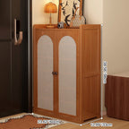 Traditional Japanese Rectangular Nan Bamboo Plastic Rattan MDF Weaving Shoe Storage 6/7/8-Tier For Entryways