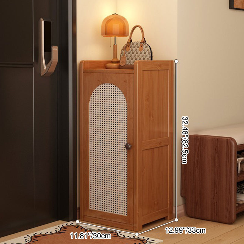 Traditional Japanese Rectangular Nan Bamboo Plastic Rattan MDF Weaving Shoe Storage 6/7/8-Tier For Entryways