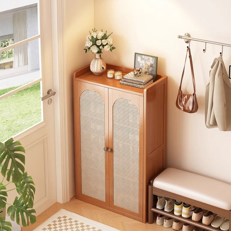 Traditional Japanese Rectangular Nan Bamboo Plastic Rattan MDF Weaving Shoe Storage 6/7/8-Tier For Entryways