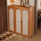 Traditional Japanese Rectangular Nan Bamboo Plastic Rattan MDF Weaving Shoe Storage 6/7/8-Tier For Entryways