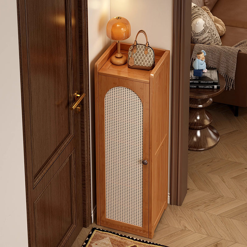 Traditional Japanese Rectangular Nan Bamboo Plastic Rattan MDF Weaving Shoe Storage 6/7/8-Tier For Entryways