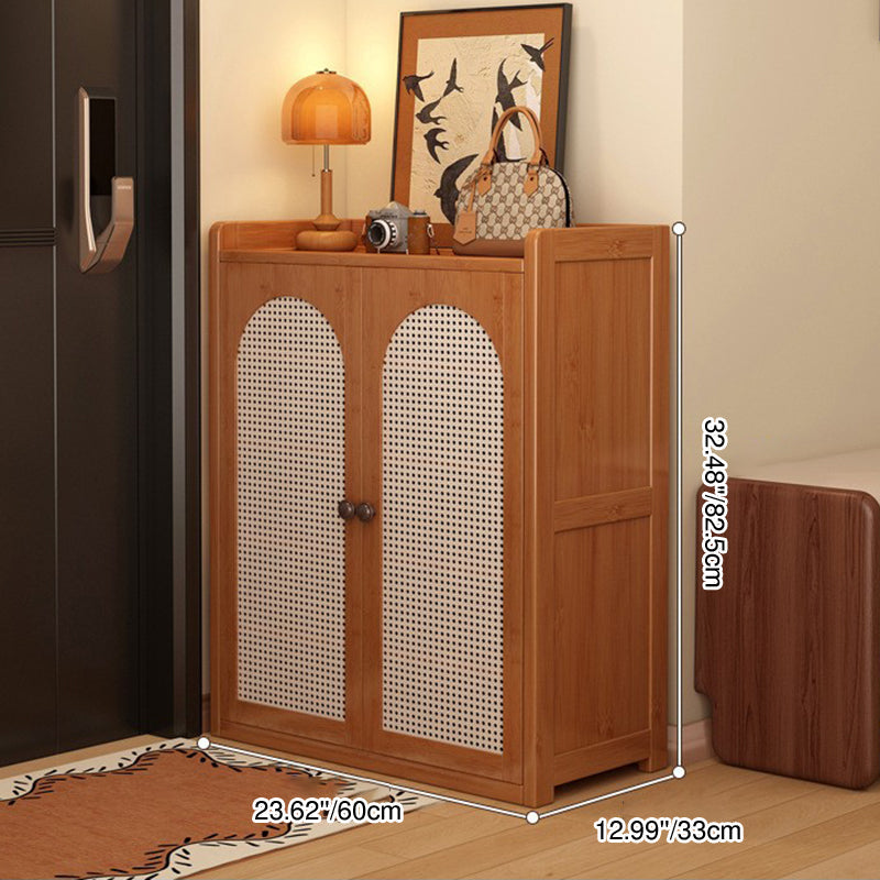 Traditional Japanese Rectangular Nan Bamboo Plastic Rattan MDF Weaving Shoe Storage 6/7/8-Tier For Entryways