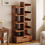 Modern Minimalist Rectangular Solid Wood Eco Board Bookshelf 9-Tier For Living Room