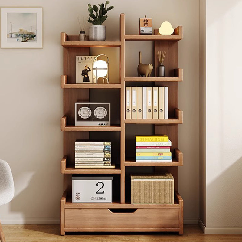 Modern Minimalist Rectangular Solid Wood Eco Board Bookshelf 9-Tier For Living Room