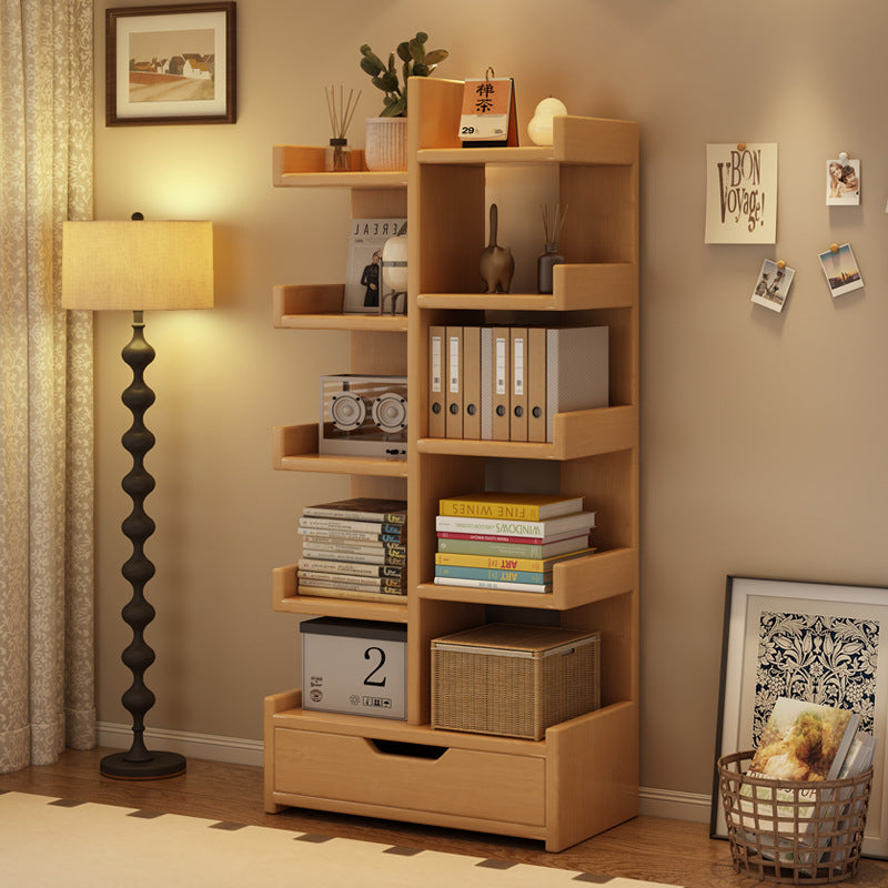 Modern Minimalist Rectangular Solid Wood Eco Board Bookshelf 9-Tier For Living Room
