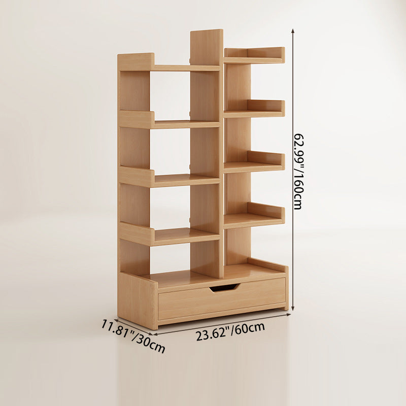 Modern Minimalist Rectangular Solid Wood Eco Board Bookshelf 9-Tier For Living Room