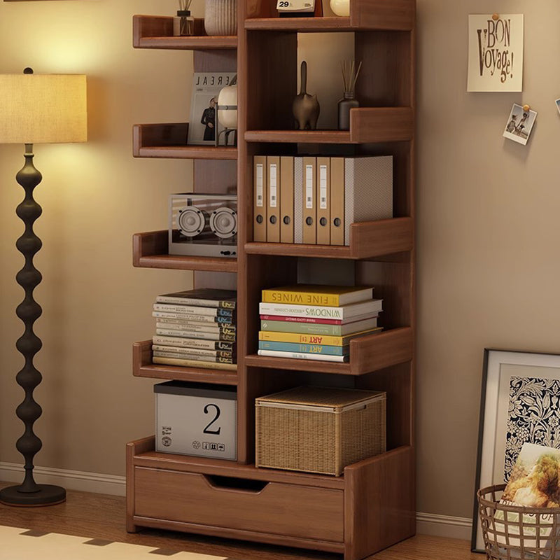 Modern Minimalist Rectangular Solid Wood Eco Board Bookshelf 9-Tier For Living Room