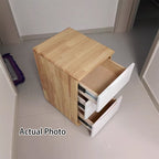 Mesita de noche japonesa tradicional rectangular de madera de caucho y metal con 2/3 cajones para cabecera
