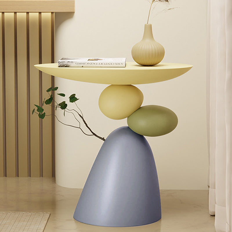 Contemporary Creative Round Elliptical Branch Slab Resin End Table For Bedroom