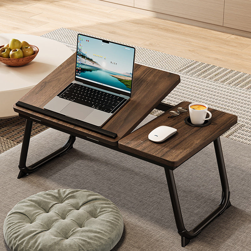 Contemporary Nordic Carbon Steel MDF Rectangular Desks Foldable Angle Adjustable 2-Tray Saucer For Study