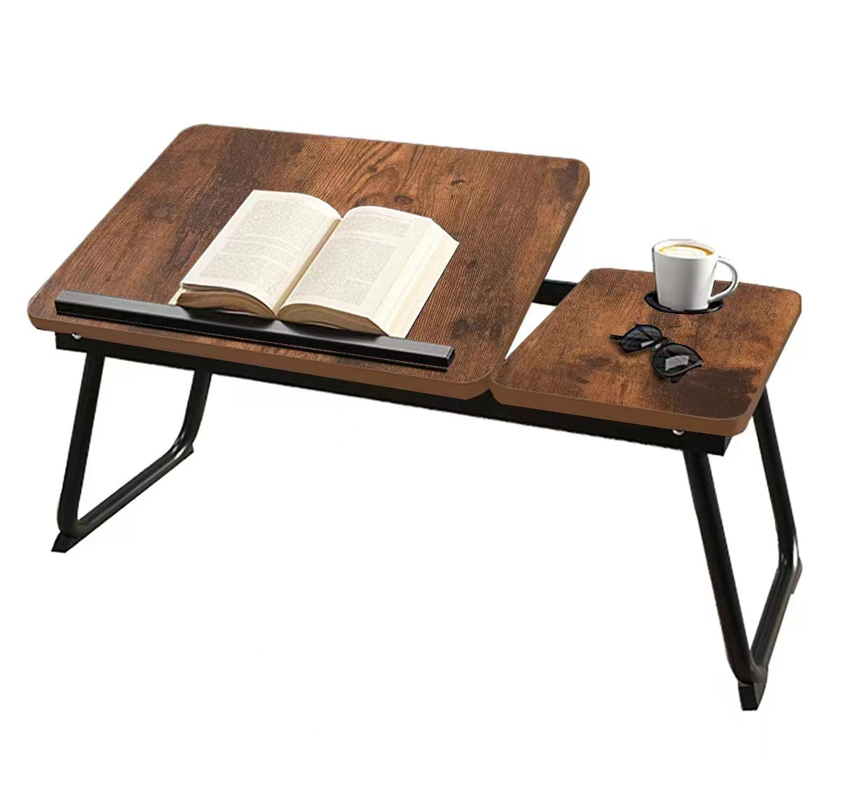 Escritorios rectangulares contemporáneos nórdicos de acero al carbono y MDF, plegables, con ángulo ajustable y 2 bandejas para estudio