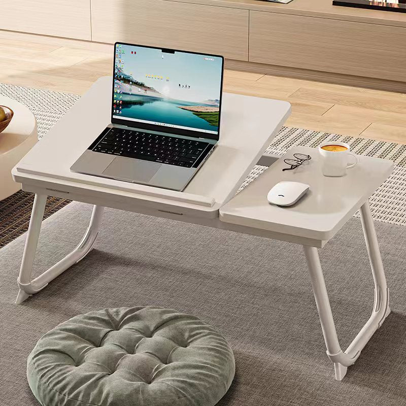 Contemporary Nordic Carbon Steel MDF Rectangular Desks Foldable Angle Adjustable 2-Tray Saucer For Study