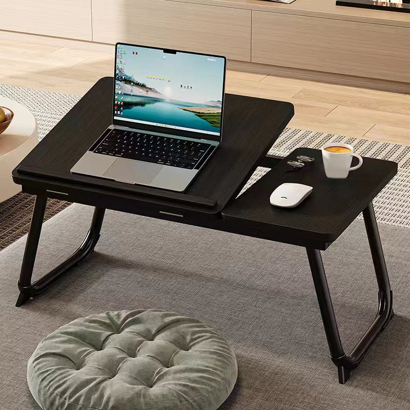 Contemporary Nordic Carbon Steel MDF Rectangular Desks Foldable Angle Adjustable 2-Tray Saucer For Study