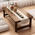 Traditional Japanese Medium-Density Fiberboard Rounded Rectangular Ended Table 1-Tier Folding Design For Living Room