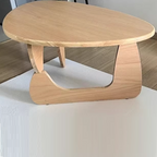 Traditional Japanese Rubberwood Rounded Triangle Coffee Table 1-Tier For Living Room