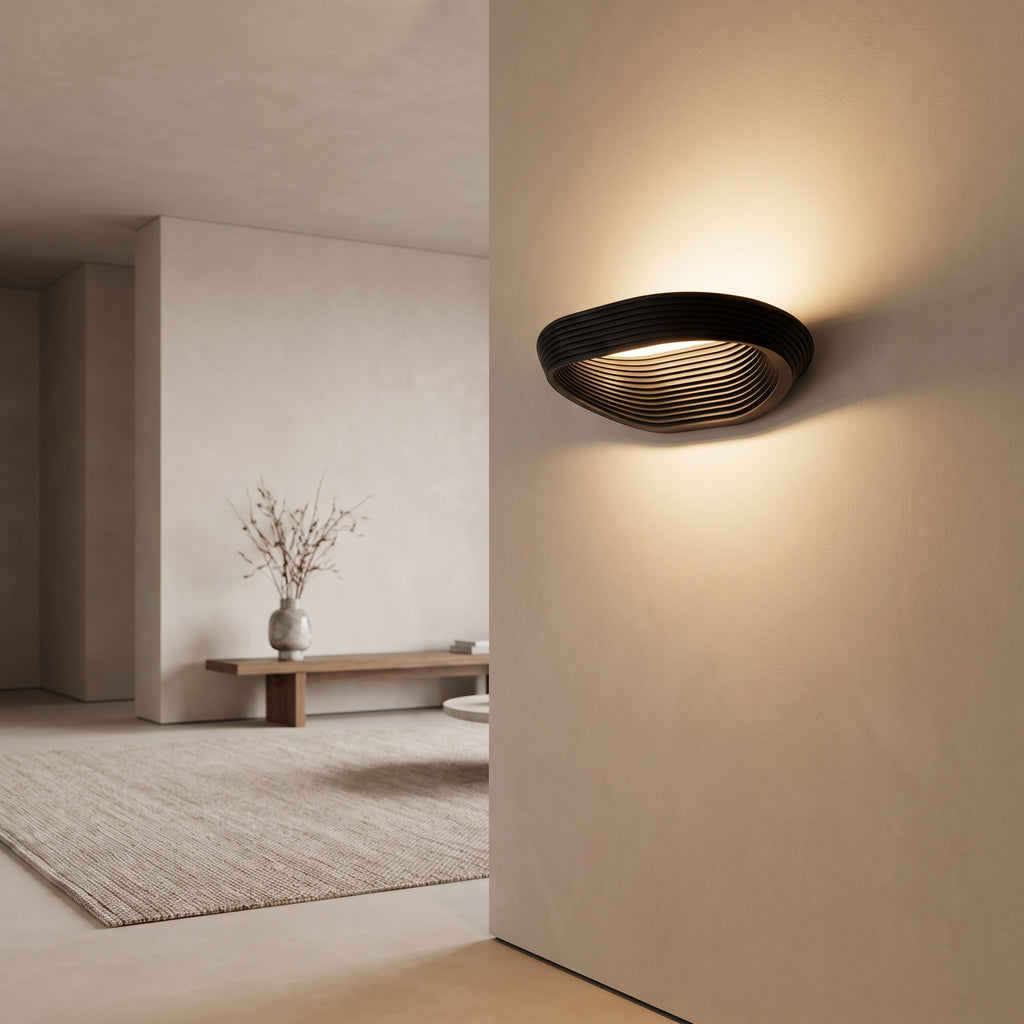 Modern Minimalist Fluted LED Wall Sconce Curved Shell Acrylic Lamp for Bedroom and Living Room