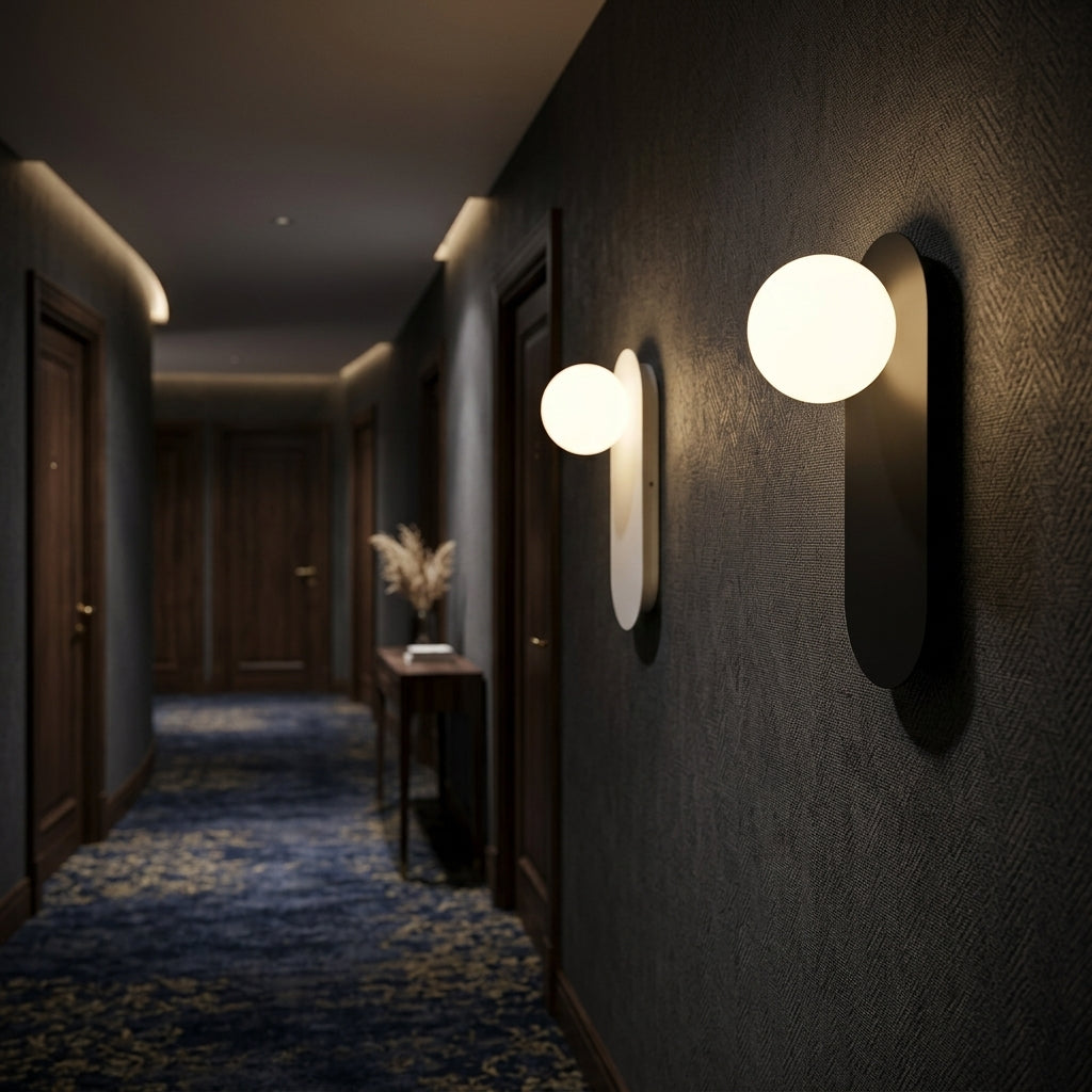 Architectural LED Wall Lamp for Hotel Room Modern Oval Glass Globe Sconce Boutique Hospitality Corridor Lighting