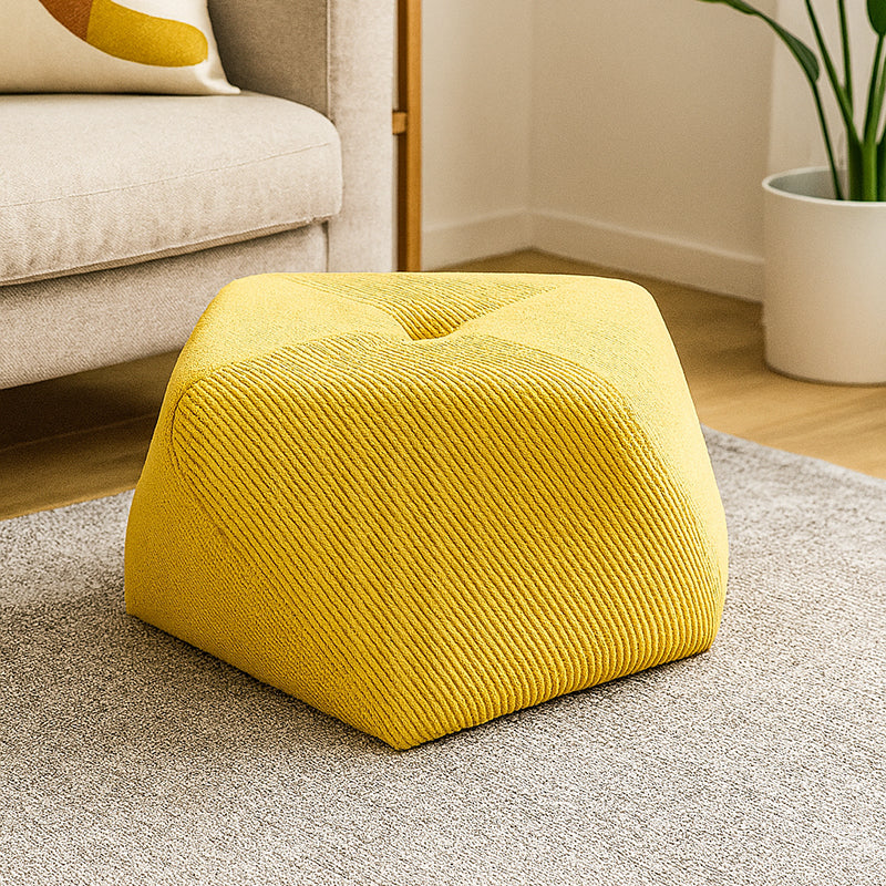 Modern Octagonal Footstool — Solid Wood & Plywood with Corduroy Cushioned Top, Stackable, Backless & Armless for Living Room