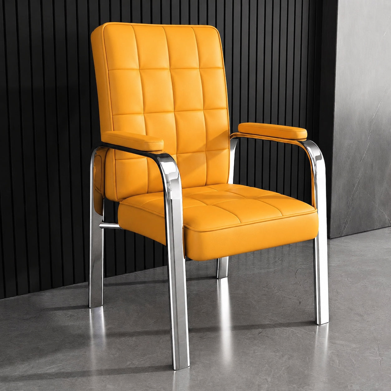 Modern Luxury Rectangular Square Steel PU Leather Accent Chair Backrest Armrest For Living Room