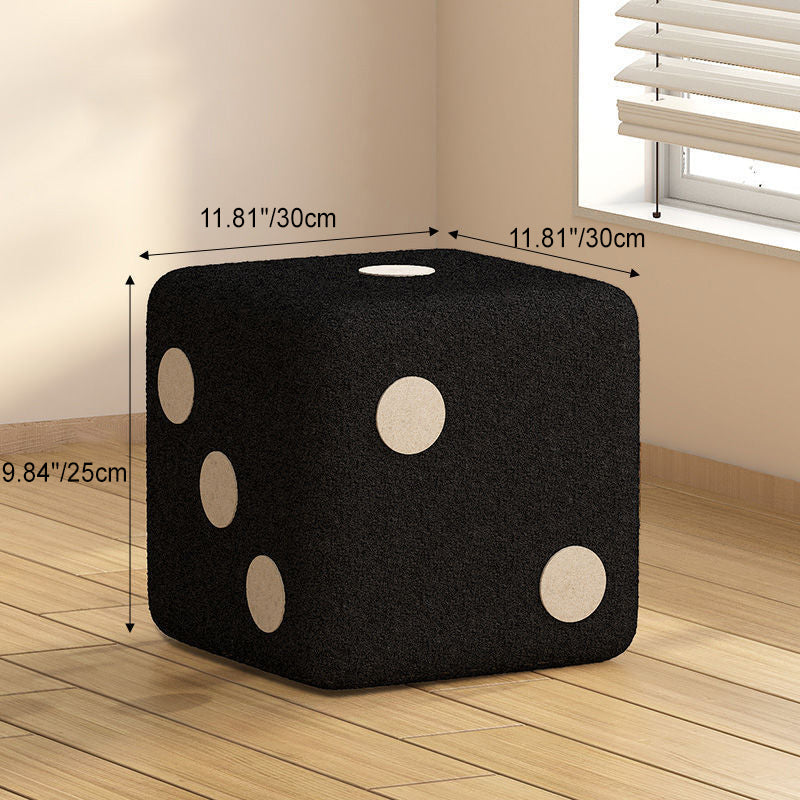 Contemporary Creative Cube Dice Sherpa Fabric Wood Chair Backless Armless For Living Room