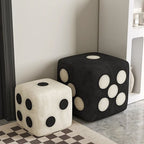 Contemporary Creative Cube Dice Sherpa Fabric Wood Chair Backless Armless For Living Room