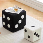 Contemporary Creative Cube Dice Sherpa Fabric Wood Chair Backless Armless For Living Room
