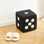 Contemporary Creative Cube Dice Sherpa Fabric Wood Chair Backless Armless For Living Room