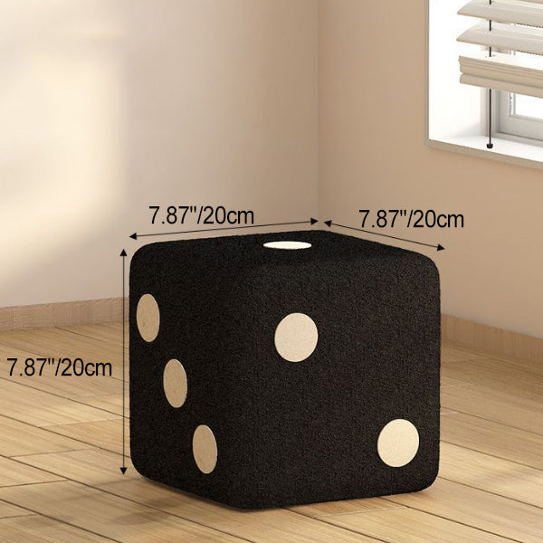 Contemporary Creative Cube Dice Sherpa Fabric Wood Chair Backless Armless For Living Room