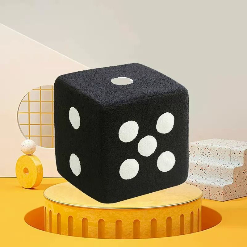 Contemporary Creative Cube Dice Sherpa Fabric Wood Chair Backless Armless For Living Room